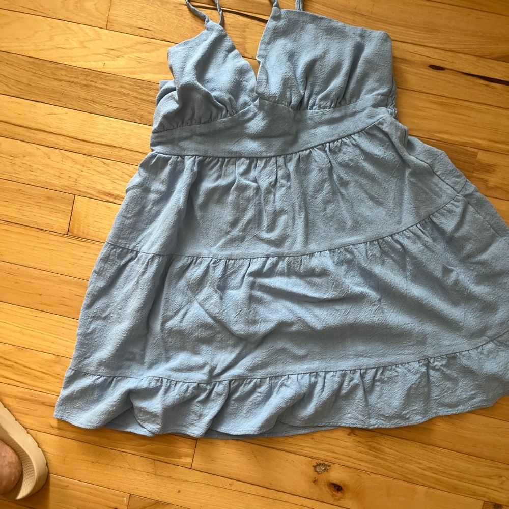 Monteau Light Blue Tiered Kids Dress